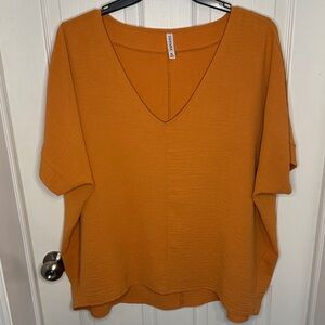 EUC Zenana Outfitters Women's Orange V-Neck Blouse